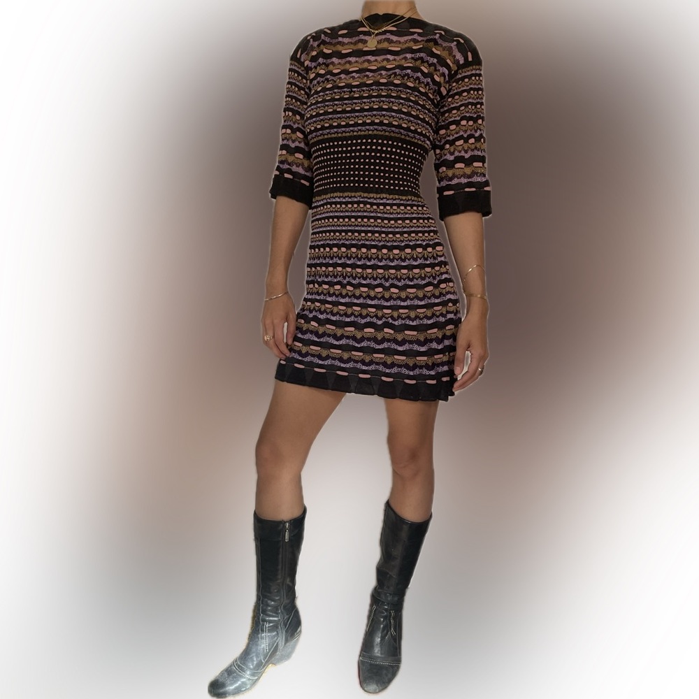 Missoni knitted quarter sleeve mini dress